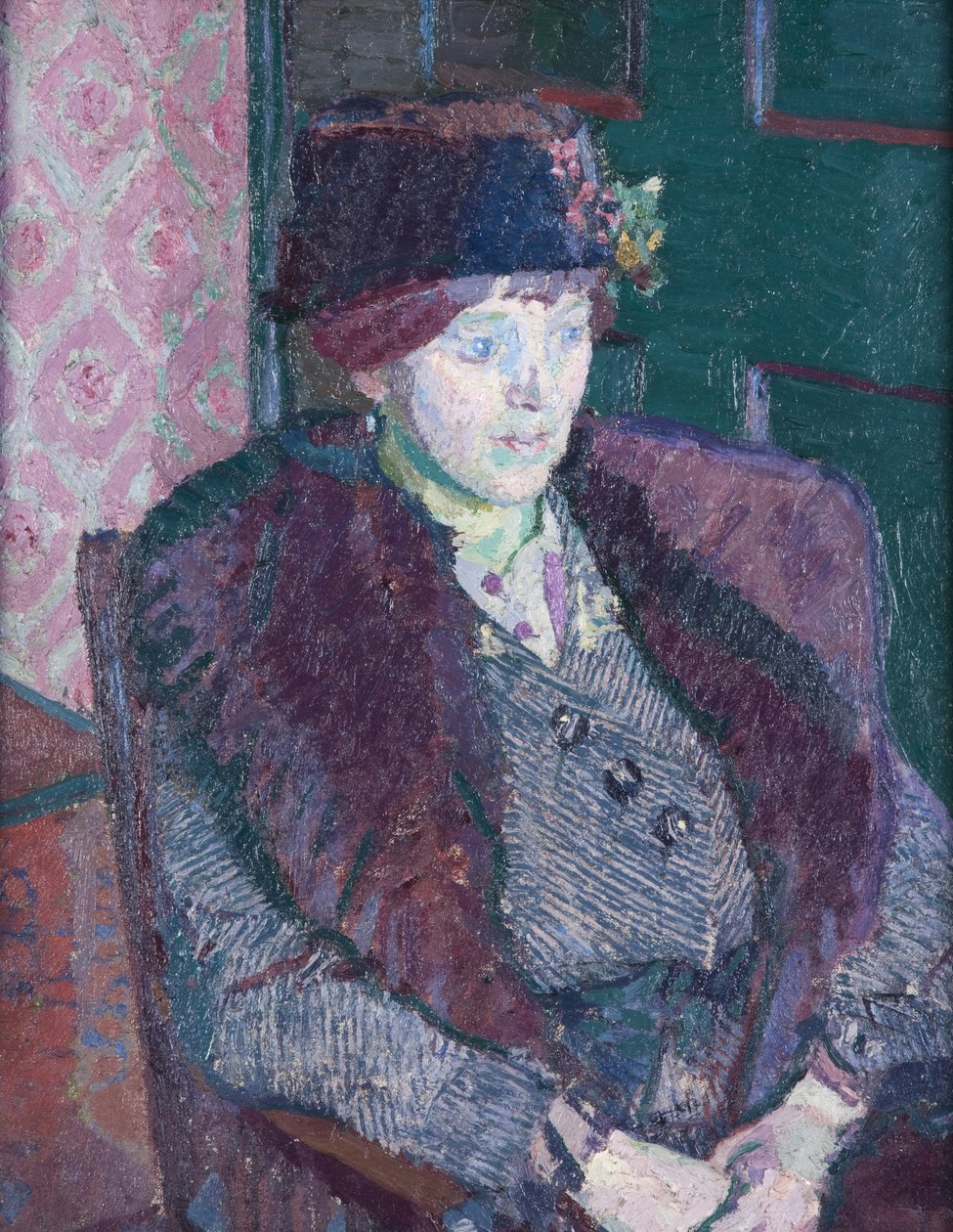 Portrett av fru Victor Sly, ca. 1914-15 av Harold Gilman