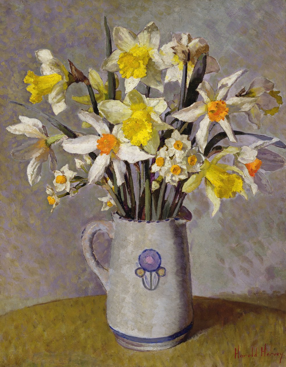 Påskeliljer (olje på lerret) av Harold Harvey