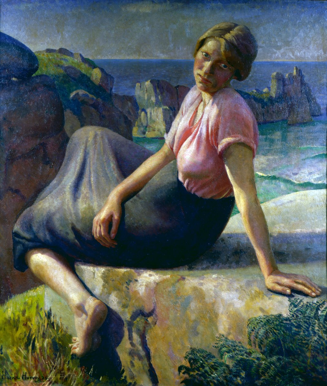 Jente på en klippe av Harold Harvey