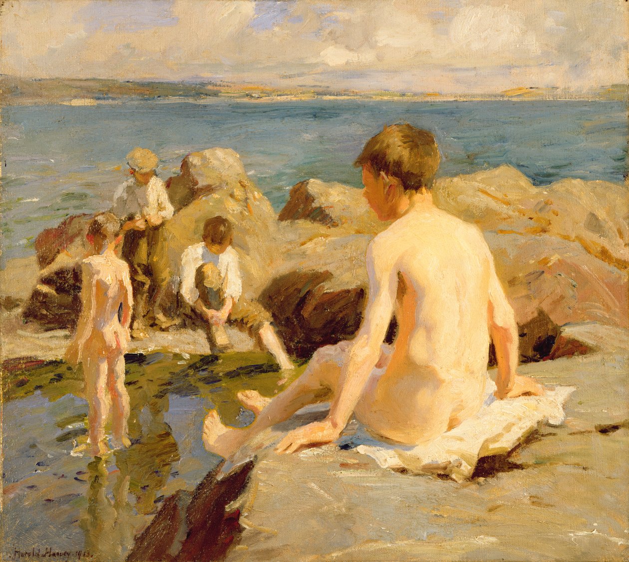 On the Rocks nær Newlyn (olje på lerret) av Harold Harvey