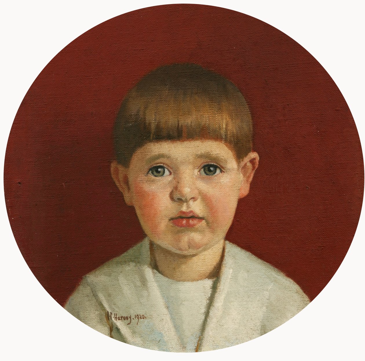 Portrett av James Jewill Hill, Jr (olje på lerret lagt om bord) av Harold Harvey