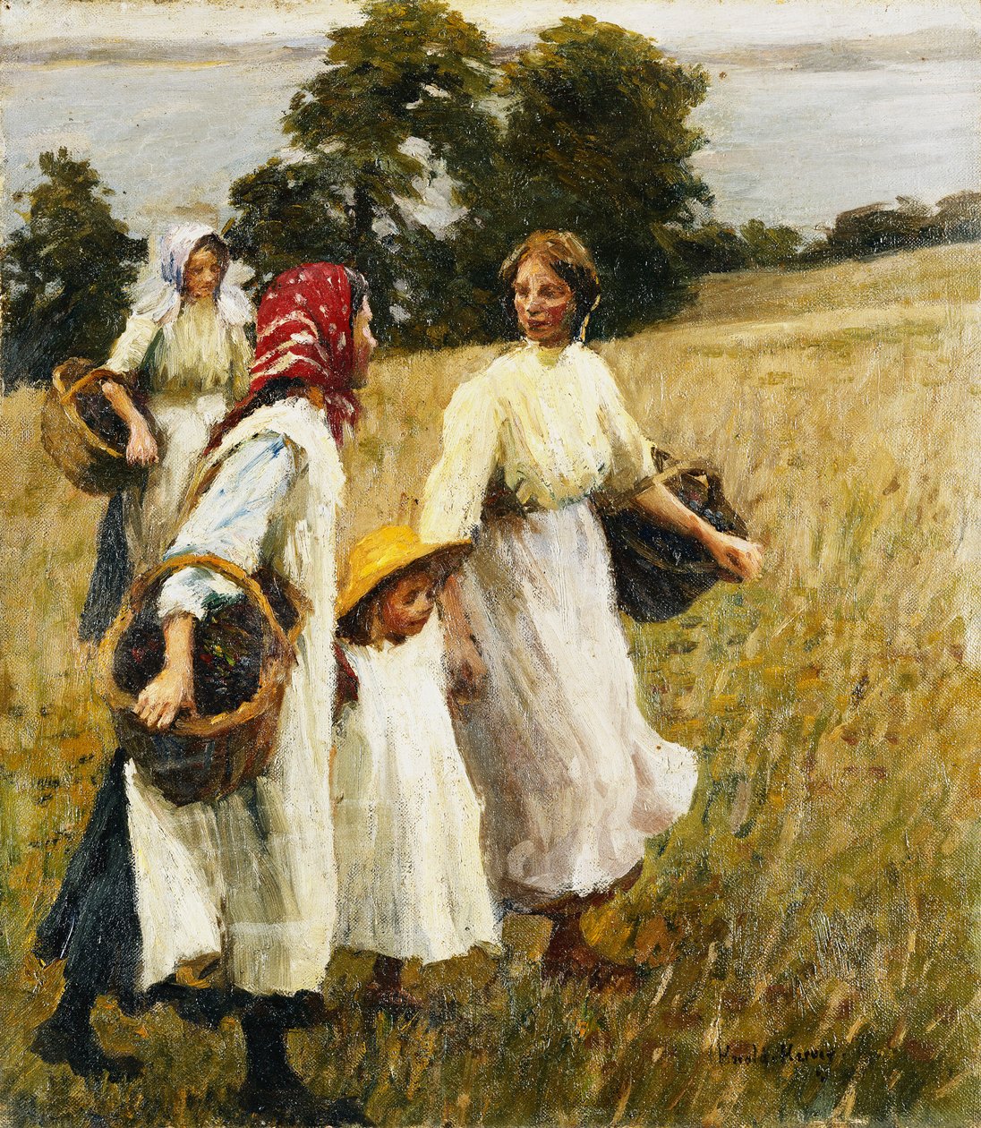 The Blackberry Harvest, ca. 1908 (olje på lerret) av Harold Harvey