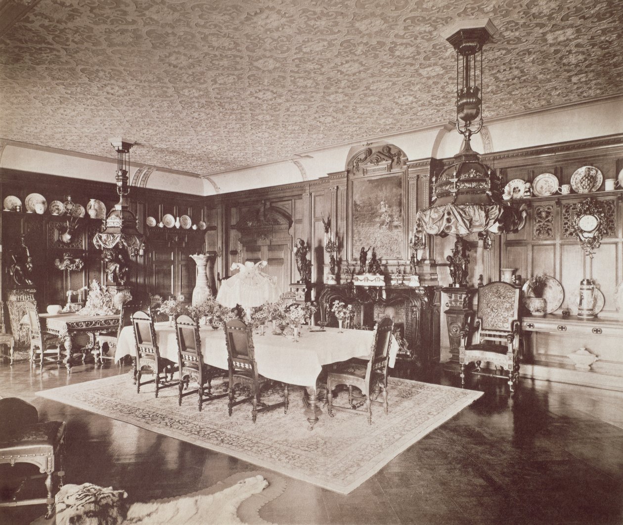 The Dining Room, Wickham Hall, Kent, 1897 av Harold Palmer