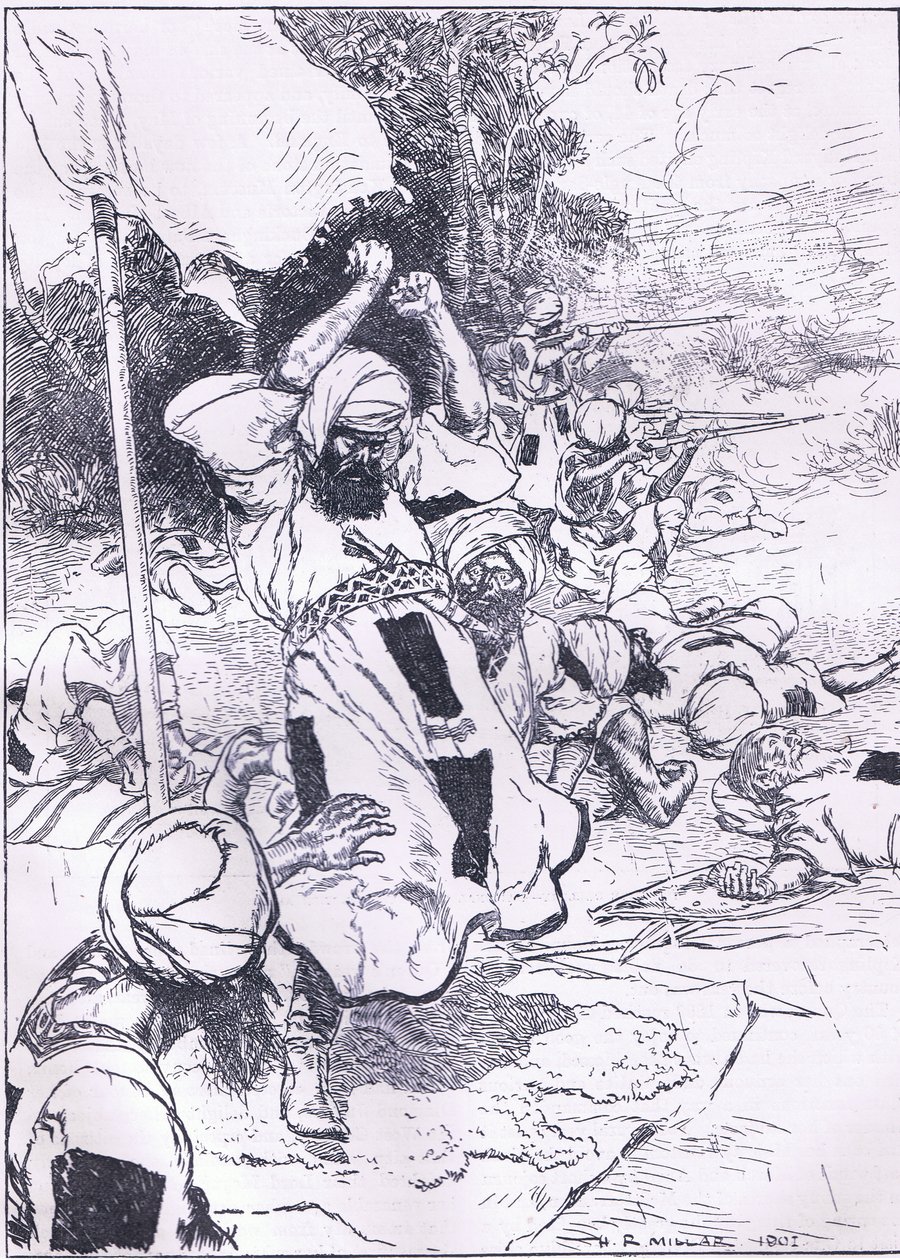 The death of the Khalifa, illustrasjon fra Cassells History of England, 1900-tallet av Harold Robert Millar