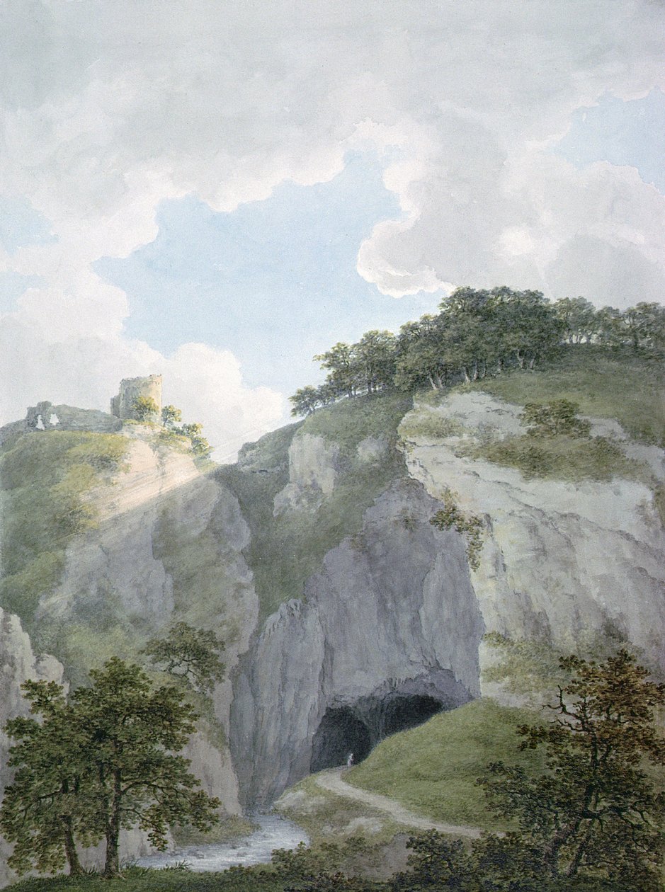 Utsikt over slottet og hulene i Castleton, Derbyshire av Harriet Lister