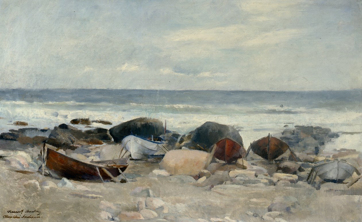 Båter ved stranden, Jæren av Harriet Backer
