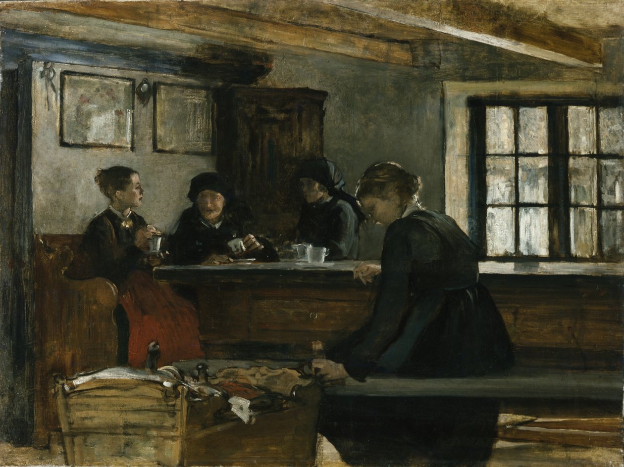Farmers kitchen (olje på lerret) av Harriet Backer