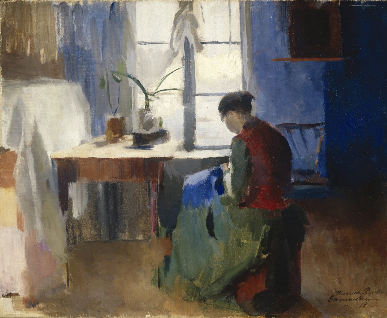 Kvinne sying av Harriet Backer