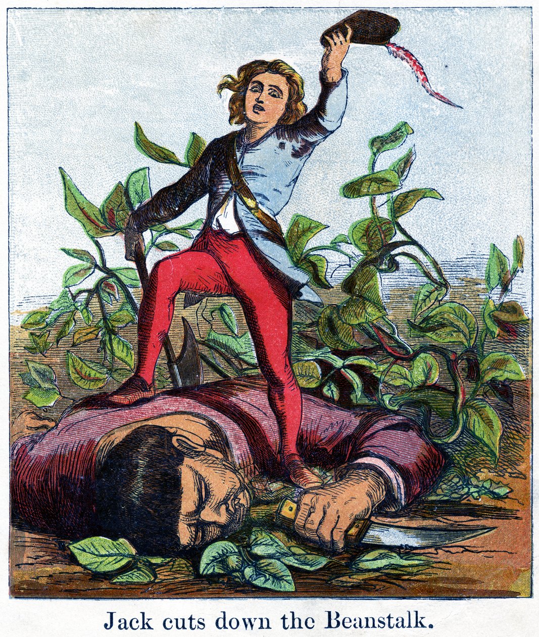 Jack kutter ned bønnestengelen, 1867 (chromolitho) av Harrison William Weir