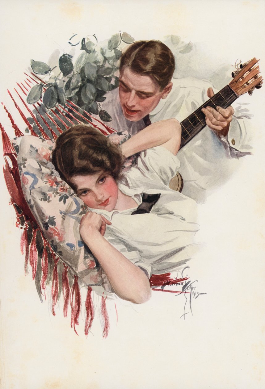 En idyll (fargelitografi) av Harrison Fisher