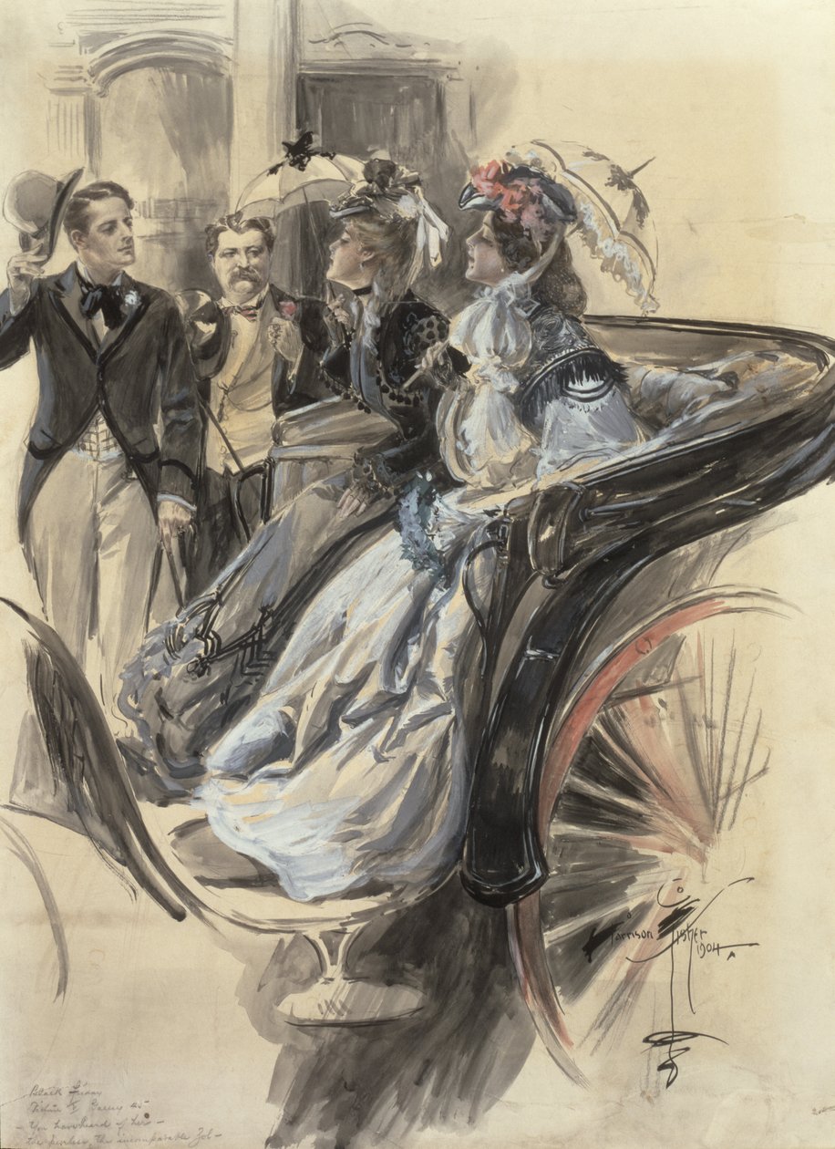 Carriage Ride, 1904 (wc, gouache og blyant på papp) av Harrison Fisher