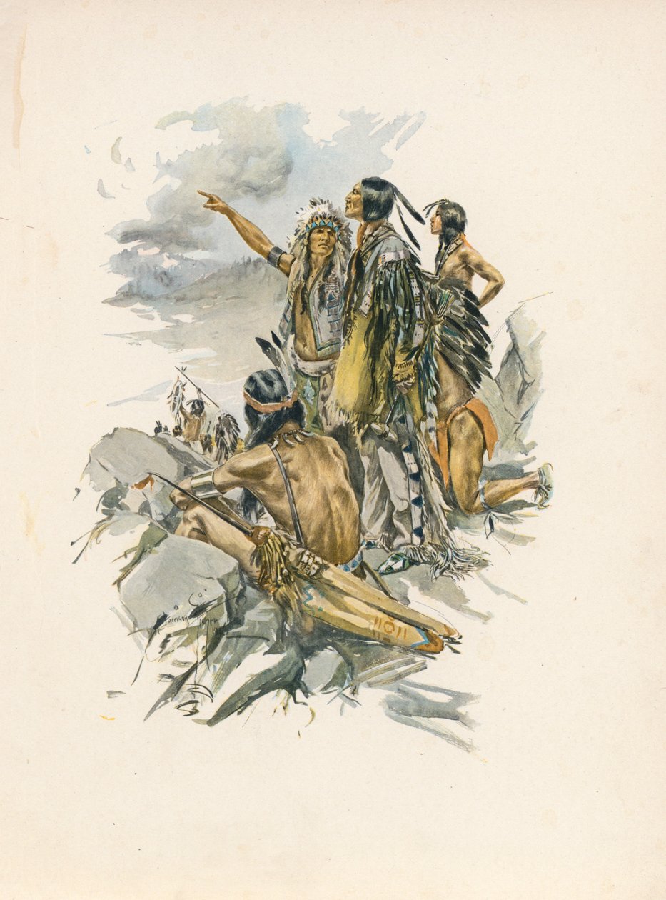 Longfellows sang om Hiawatha (fargelitografi) av Harrison Fisher