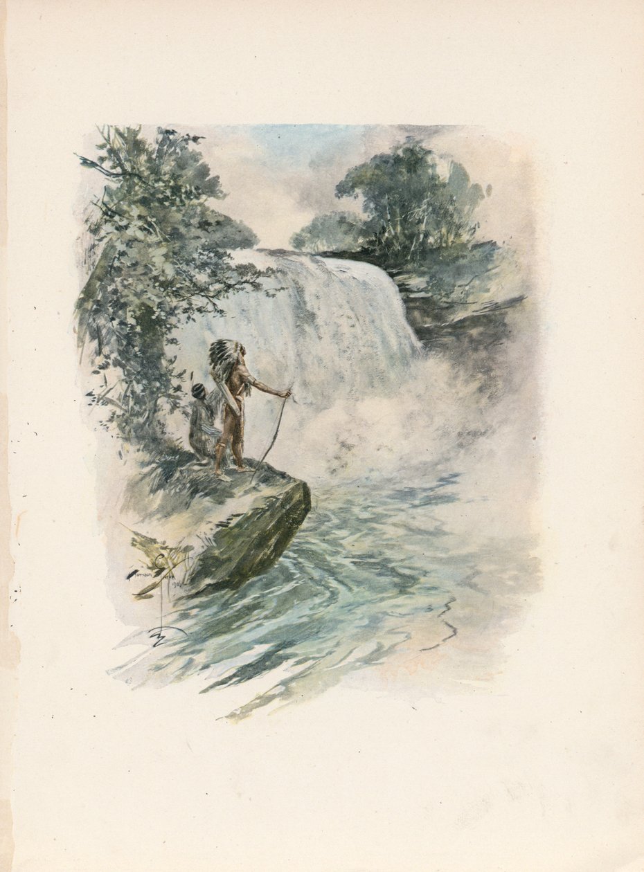 Longfellows sang om Hiawatha (fargelitografi) av Harrison Fisher