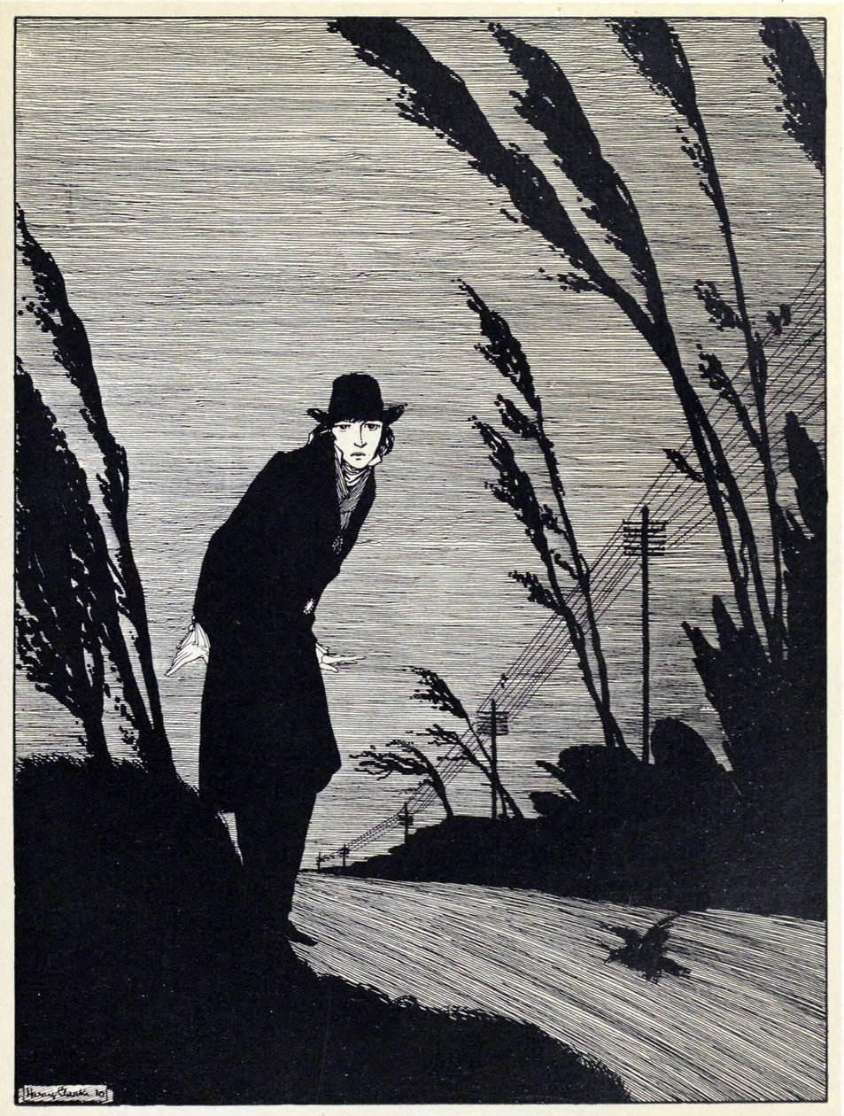 Midt av alt var et kaldt hvitt ansikt, fra puben The Years at the Spring. 1920 av Harry Clarke