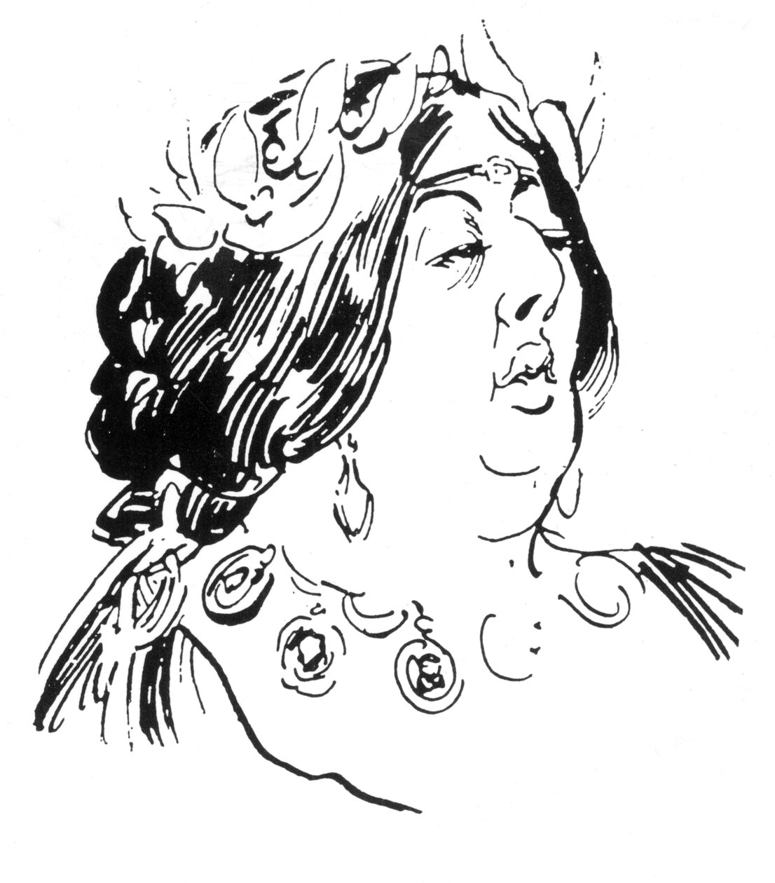 Portrett av Jane Francesca Agnes Wilde som Madame de Recamier av Harry Furniss