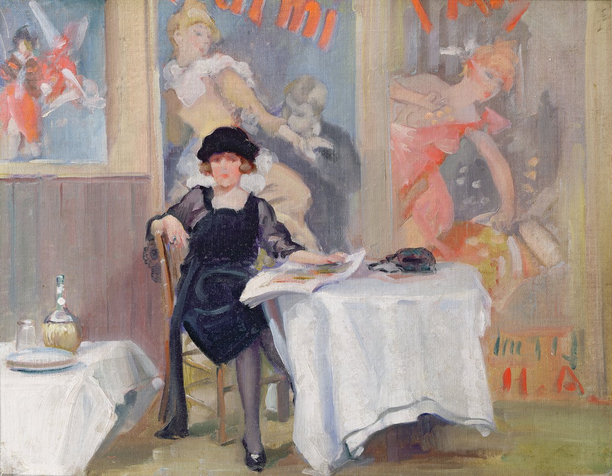 Dame ved et kafébord av Harry J. Pearson