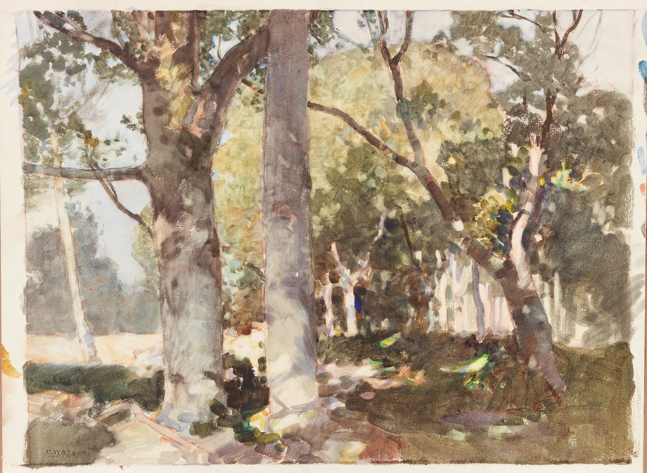 A Shaft of Light (fargestift og akvarell på papir (limt om bord)) av Harry Watson