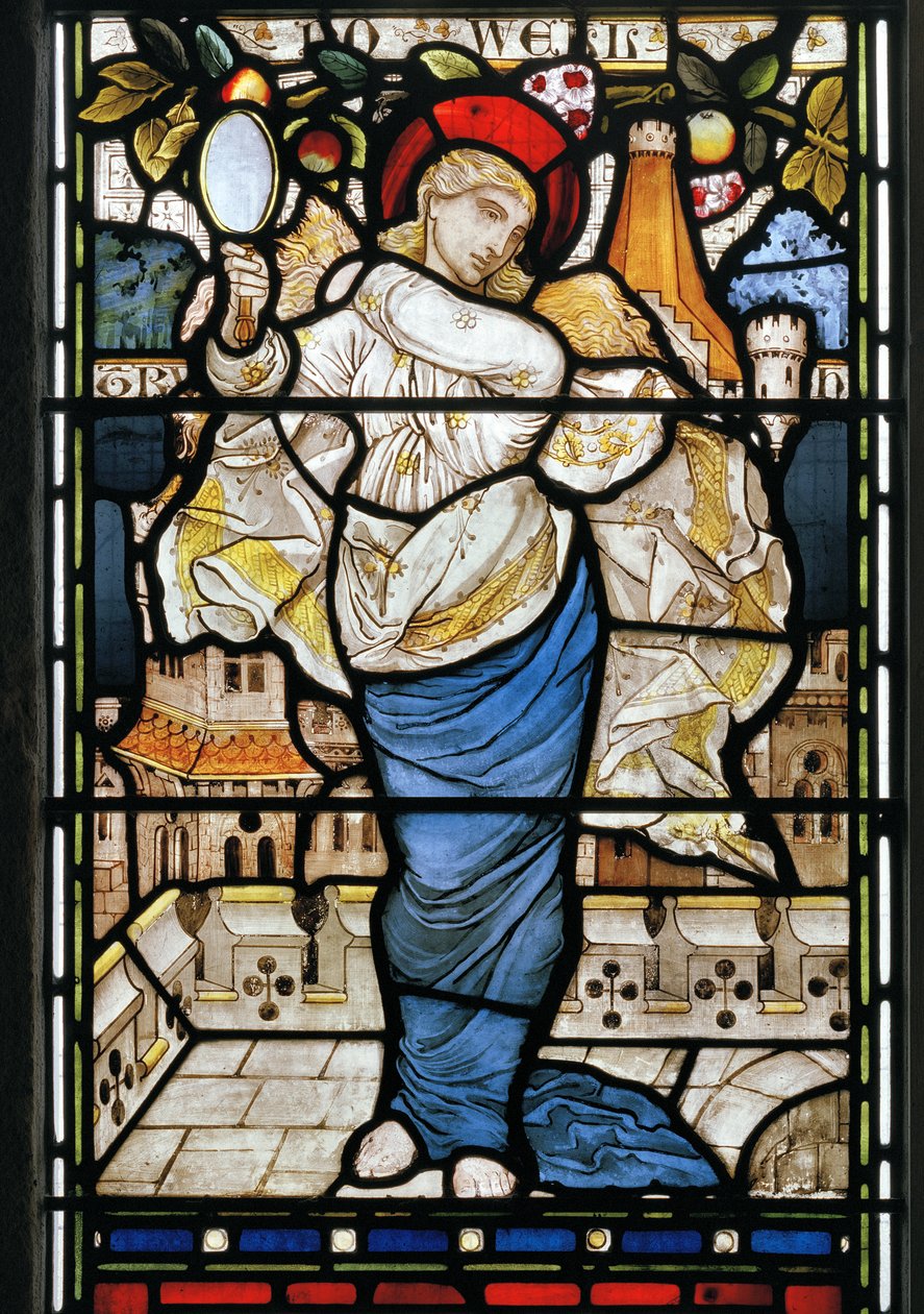 Vanity from Piers Plowman av William Langland, 1873 (farget glass) av Harry Burrow