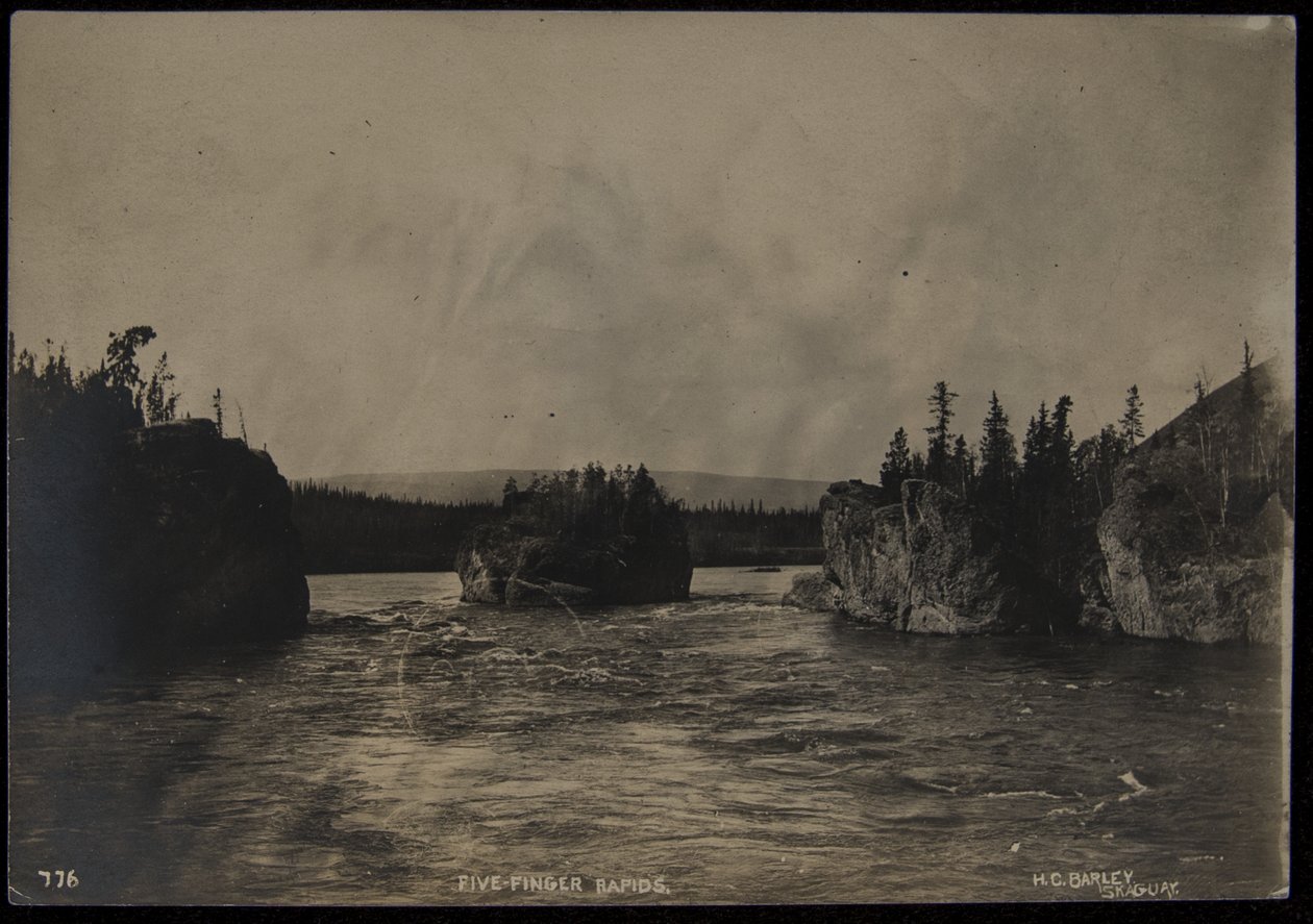 Five Fingers Rapids, fotograf, HC Barley, Skagway, udatert (s/hvitt-bilde) av Harry C. Barley