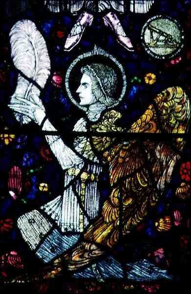 Angel, av Harry Clarke (1889-1931), 20. århundre (farget glass) (detalj av 32286) av Harry Clarke