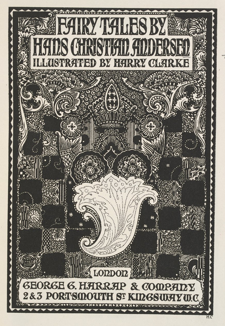 Illustrert tittelblad, med symboler og firkanter. av Harry Clarke