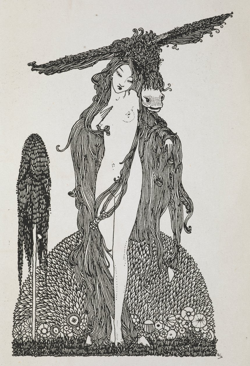 Illustrasjon for historien, 'eselskinn'. av Harry Clarke