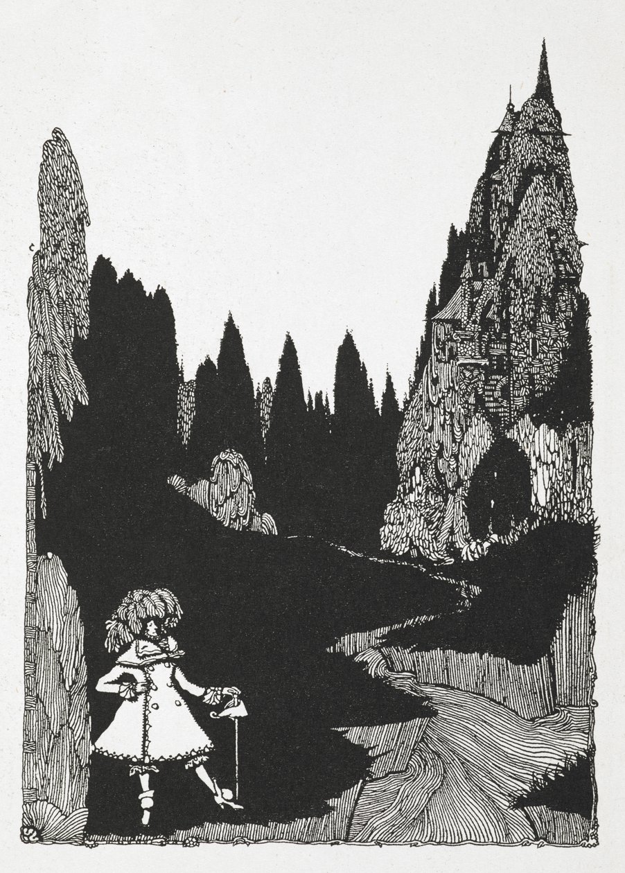 Illustrasjon til historien, 'liten tommel'. av Harry Clarke