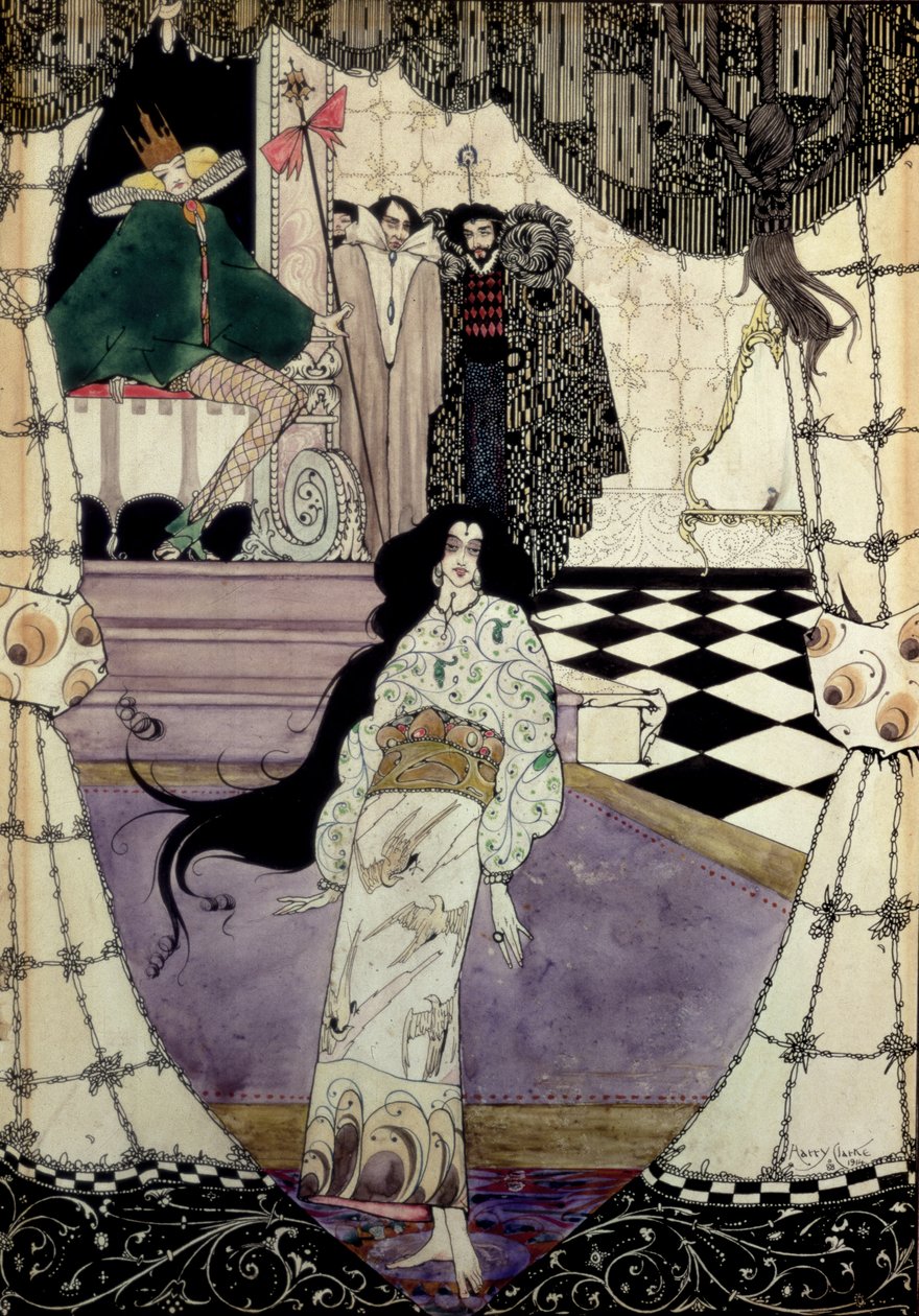 Illustrasjon fra Den lille havfruen, 1914 (wc, penn og blekk) av Harry Clarke