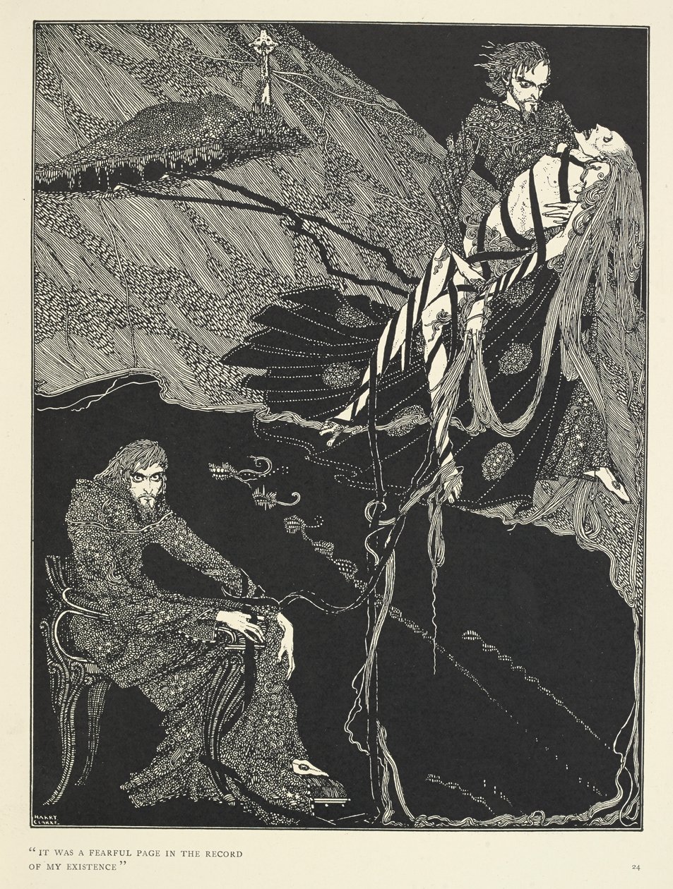 "Det var en fryktelig side i posten min eksistens." "Berenice" er en kort skrekkhistorie av Edgar Allan Poe. Historien følger en mann ved navn Egaeus som forbereder seg på å gifte seg med sin fetter Berenice. Han har en tendens til å fa av Harry Clarke