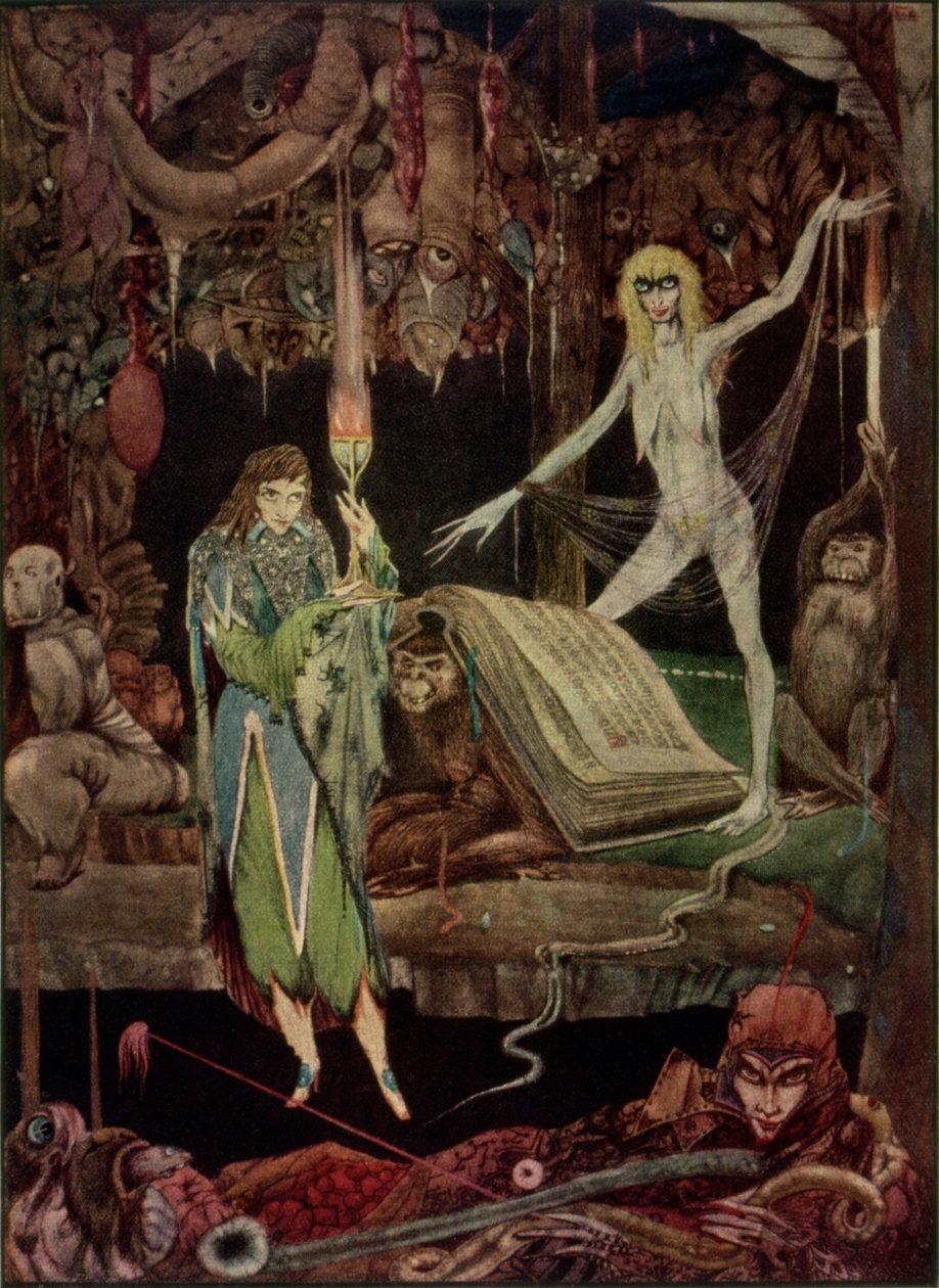 "Methinks, a Million Fools in Choir / are Raving and Will Never Tire", illustrasjon fra Faust av Goethe, oversatt av John Anster av Harry Clarke