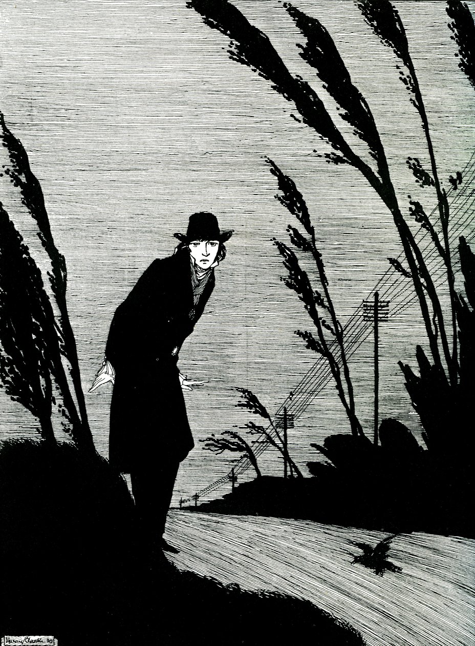 Midt av alt var et kaldt hvitt ansikt av Harry Clarke