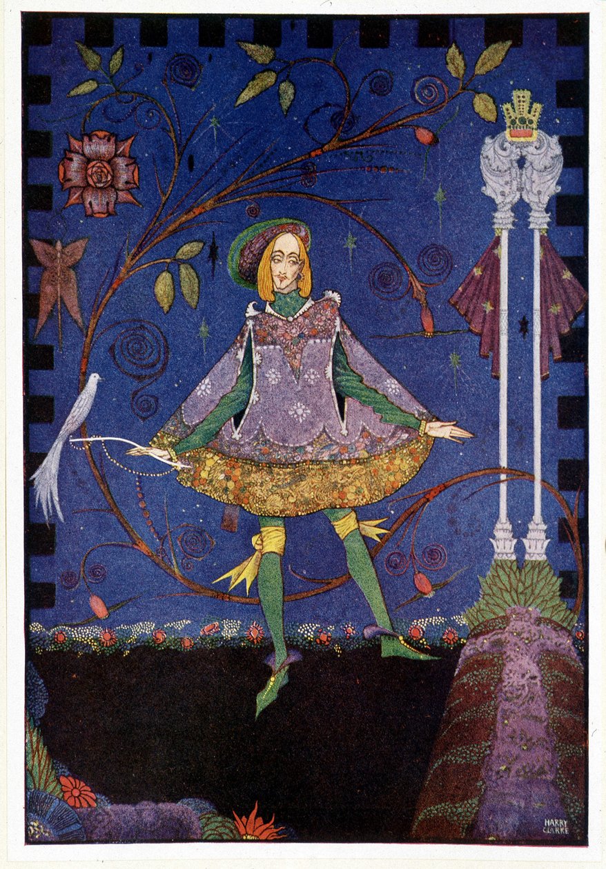På graven til prinsessens far vokste det så en rosebusk - Svinegjeteren "" Prinsessen og verandaen"" - i "" Eventyr"" av Hans Christian Andersen, ill. av Harry Clarke av Harry Clarke