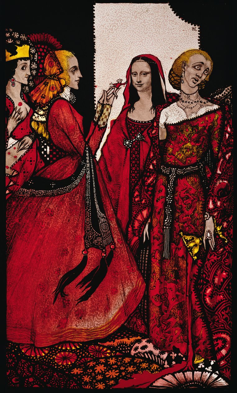 Dronninger hvis finger en gang rørte menn Illustrasjon av Harry Clarke fra 'Queens' av JM Synge av Harry Clarke