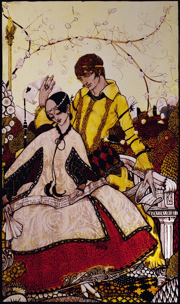 Syv hundedager lot vi passere, og navngav Queens i Glenmacnass Illustrasjon av Harry Clarke fra 