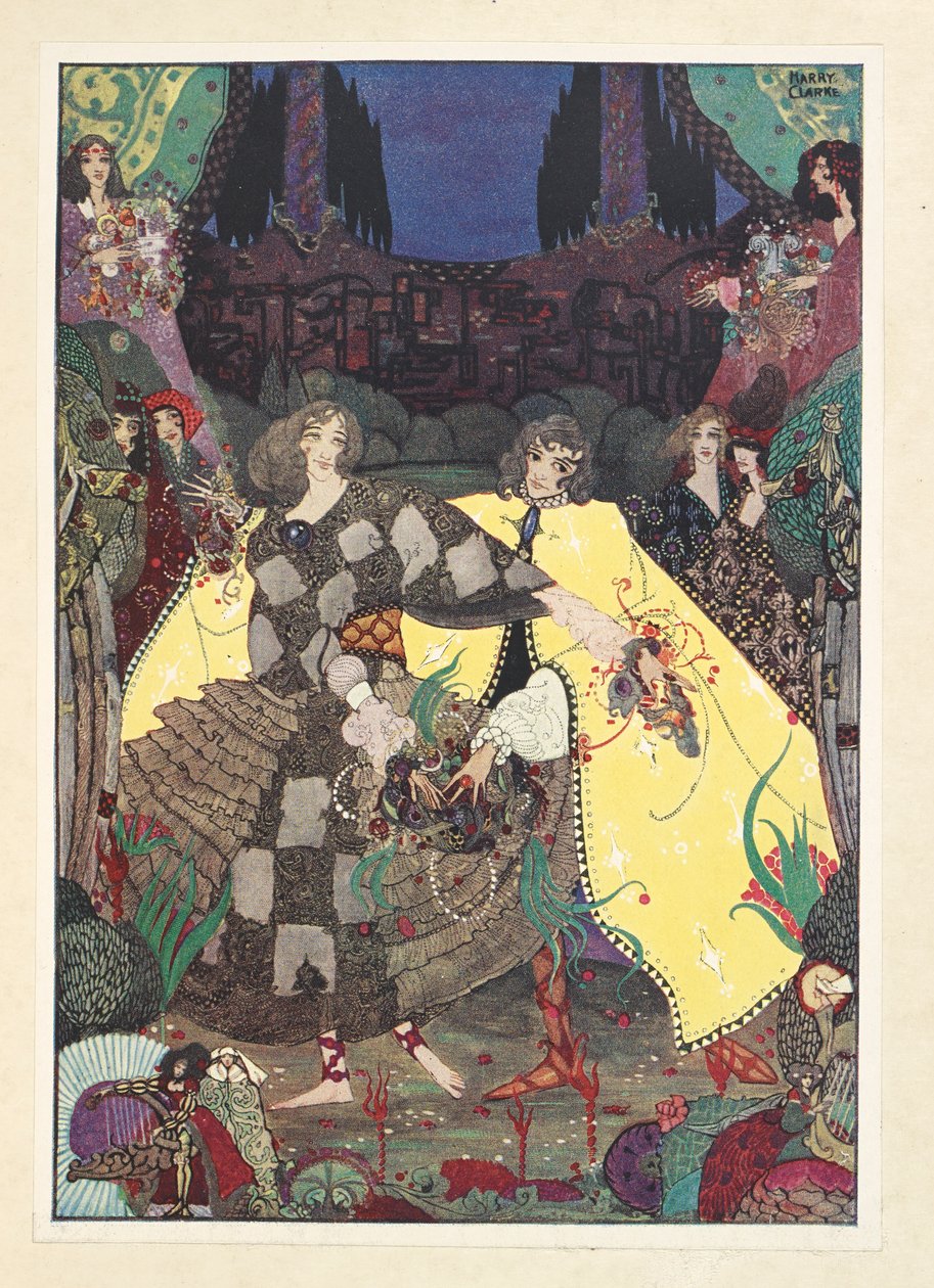 Paradisets hage. "Nå begynner vi dansene våre!" ropte feene. av Harry Clarke