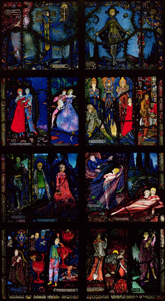 Geneva Window, åtte paneler som viser scener fra tidlig irsk litteratur, 1929 av Harry Clarke
