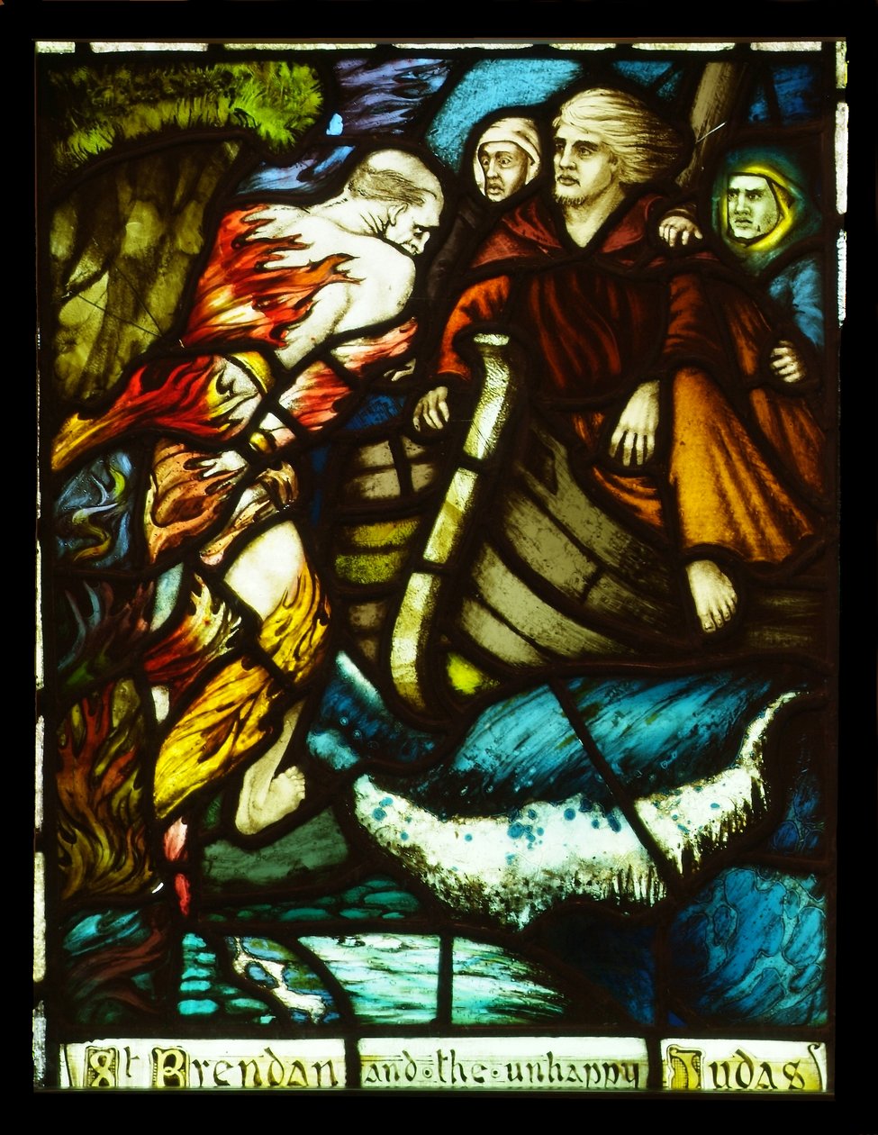 The Meeting of St. Brendan with the Unhappy Judas, 1911, glassmaleri av Harry Clarke (1889-1931) av Harry Clarke