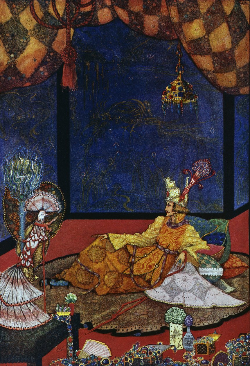 Nattergalen, eventyr av Hans Christian Andersen (1805-1875), illustrasjon av Harry Clarke (1890-1931) av Harry Clarke