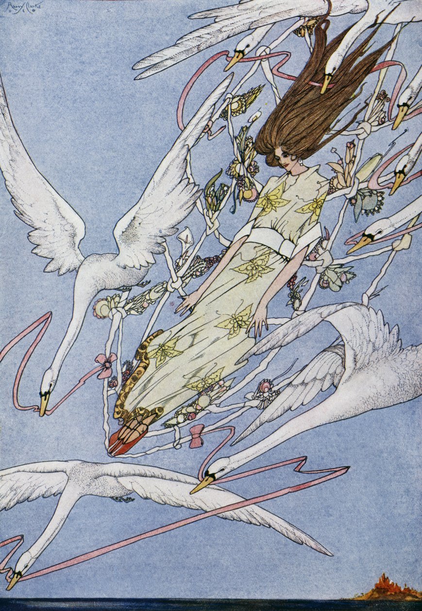 De ville svanene, eventyr av Hans Christian Andersen (1805-1875), illustrasjon av Harry Clarke (1890-1931) av Harry Clarke