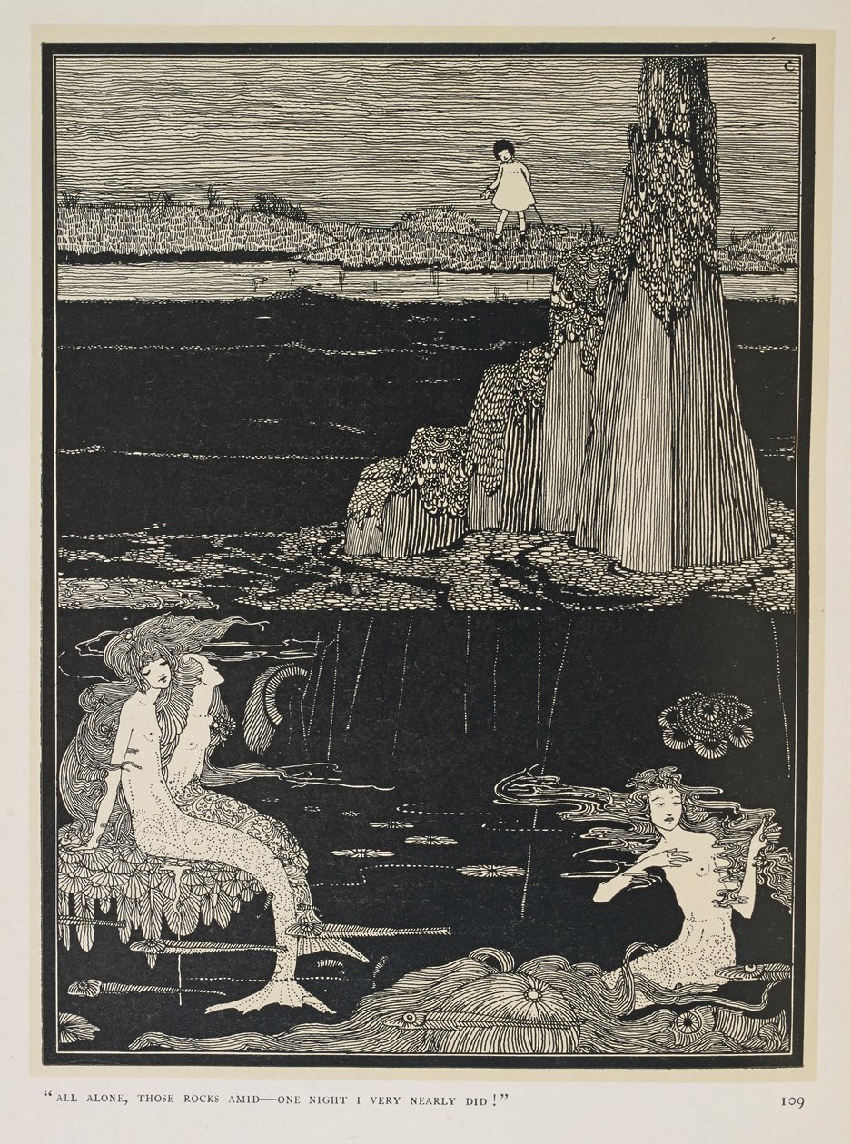 Veldig nesten! "Helt alene, de steinene midt - en natt gjorde jeg det nesten!" Tre havfruer av Harry Clarke