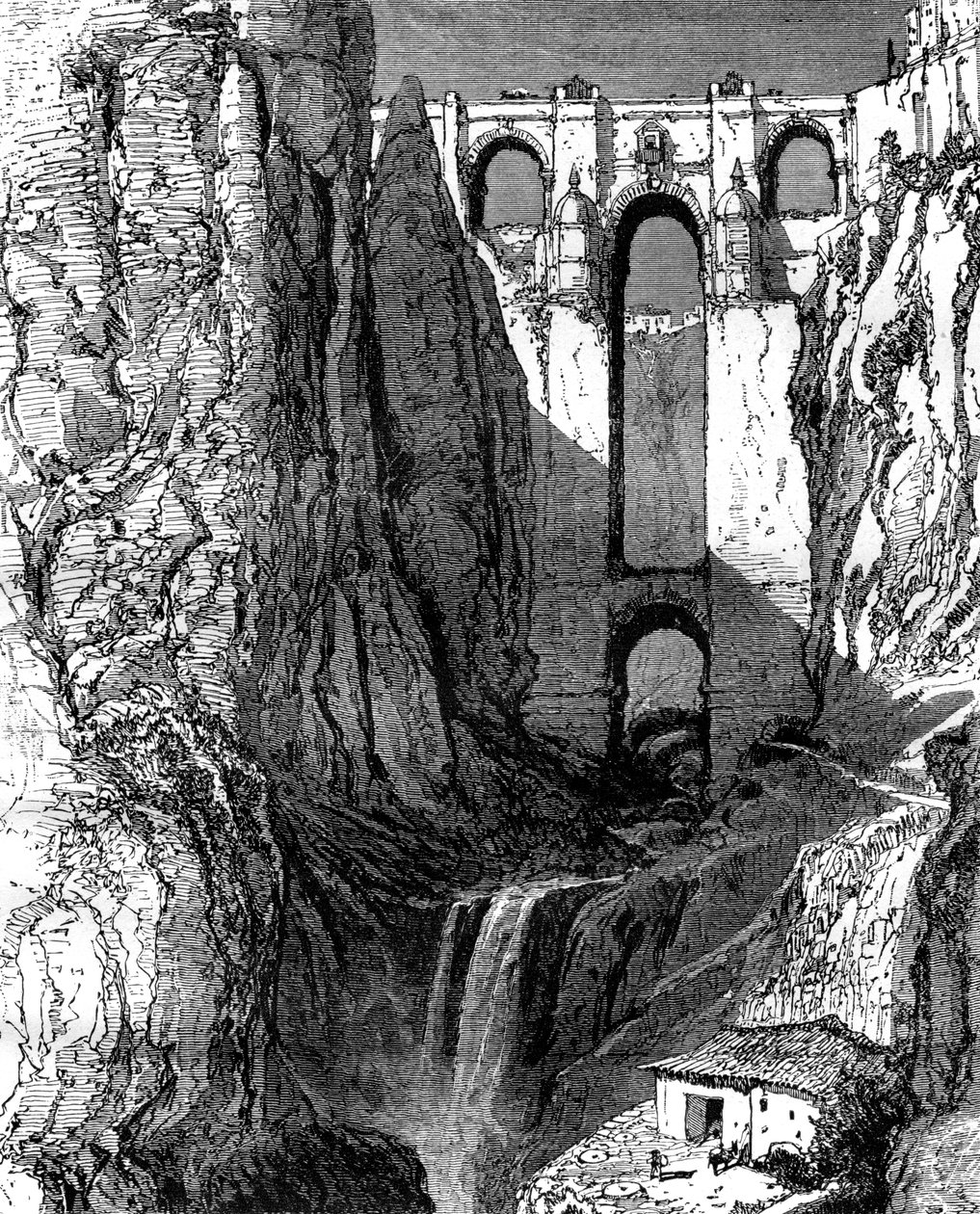 New Bridge, Ronda, Spania, 1800-tallet. av Harry Fenn