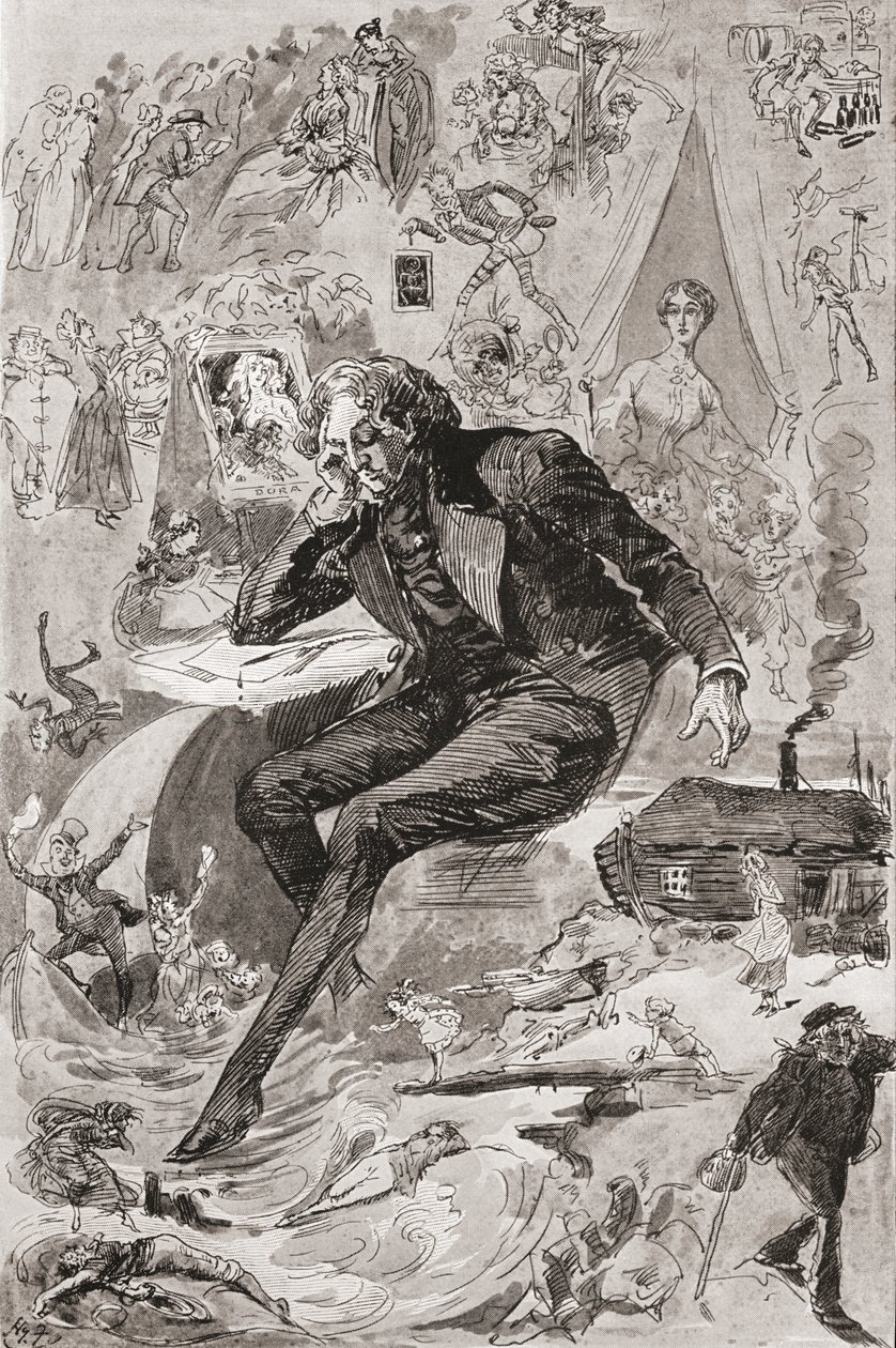 David Copperfield. Illustrasjon av Harry Furniss for Charles Dickens-romanen David Copperfield, fra The Testimonial Edition, utgitt 1910. av Harry Furniss