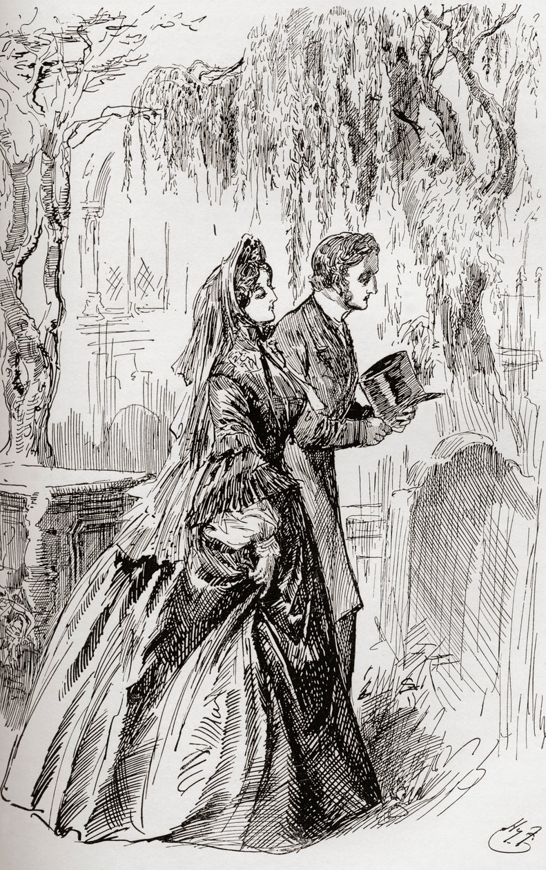 Estella og Pip. "Jeg så ingen skygge av en annen avskjed fra henne." av Harry Furniss