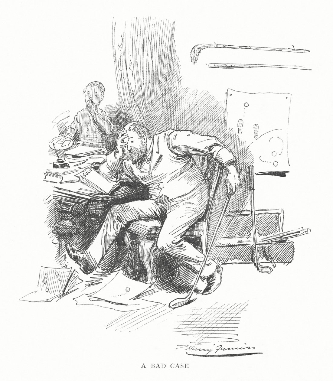 Golf: En dårlig sak (litho) av Harry Furniss