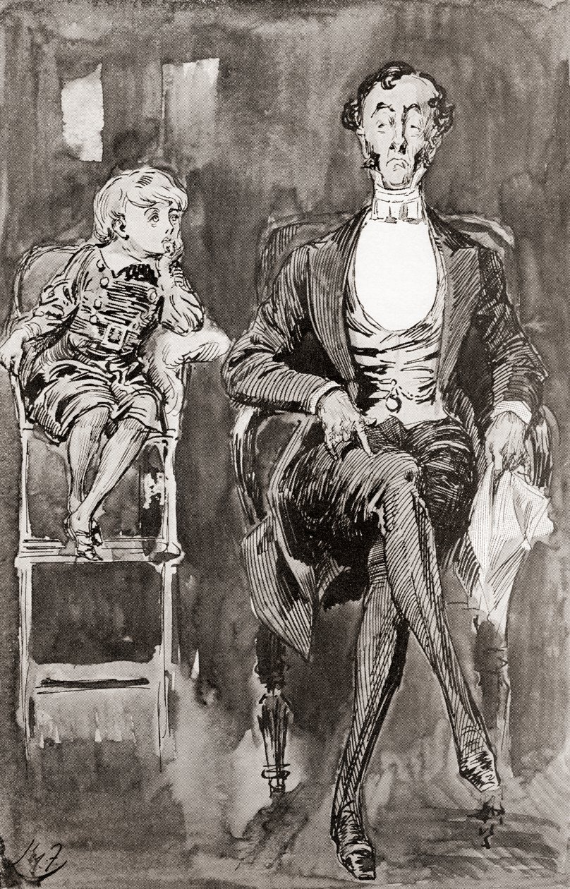 Illustrasjon av Harry Furniss for Charles Dickens-romanen Dombey and Son, fra The Testimonial Edition, utgitt 1910. av Harry Furniss