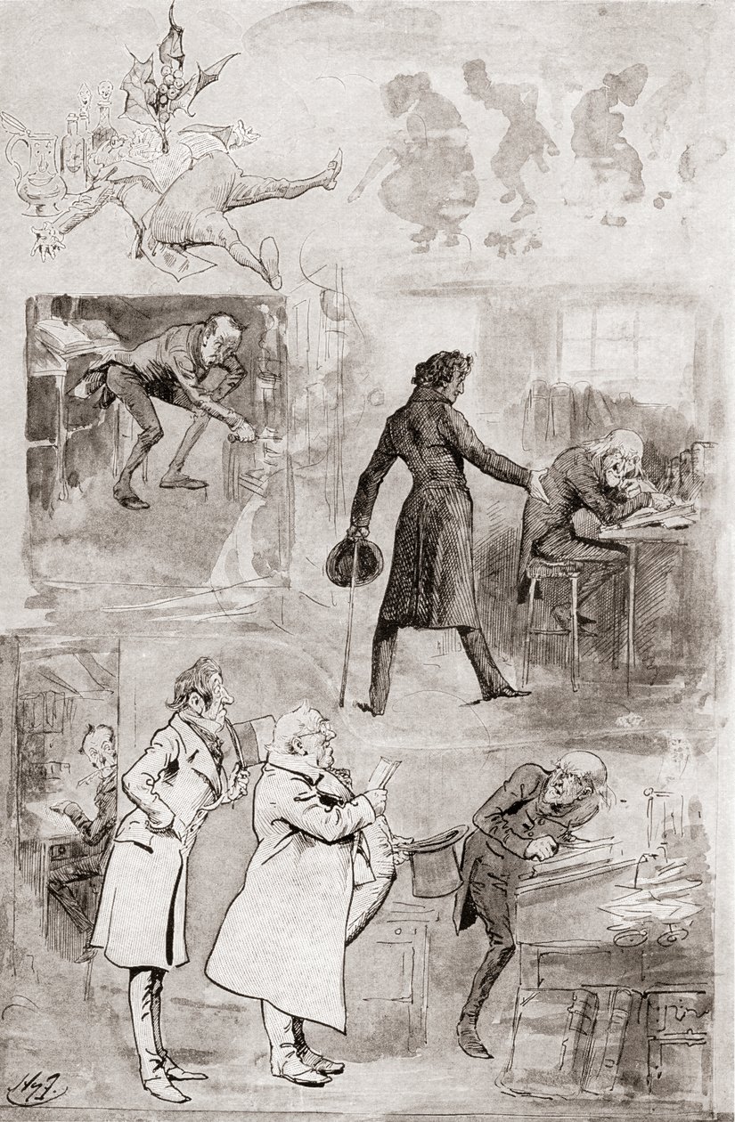 Illustrasjon for A Christmas Carol fra The Christmas Books av Charles Dickens av Harry Furniss