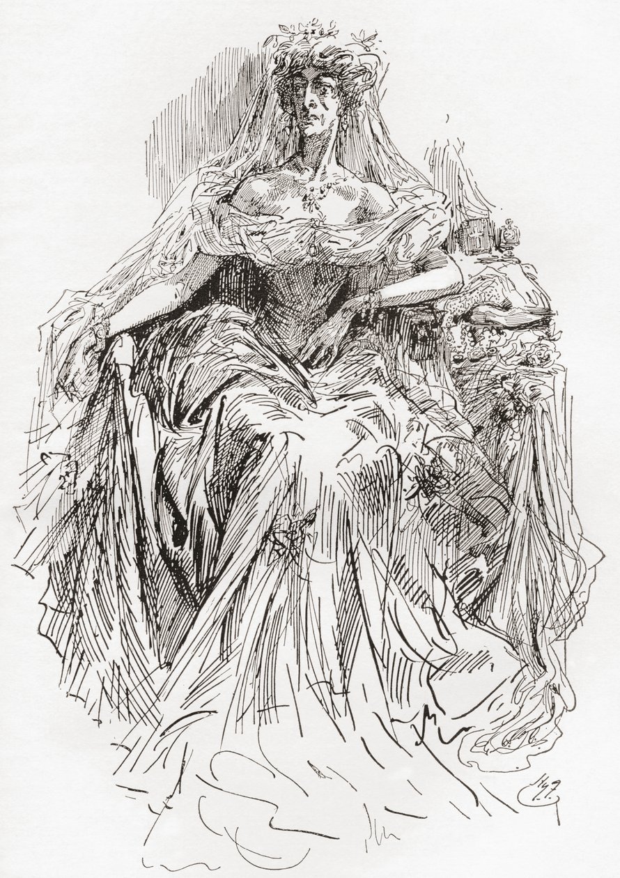 Miss Havisham (gravering) av Harry Furniss