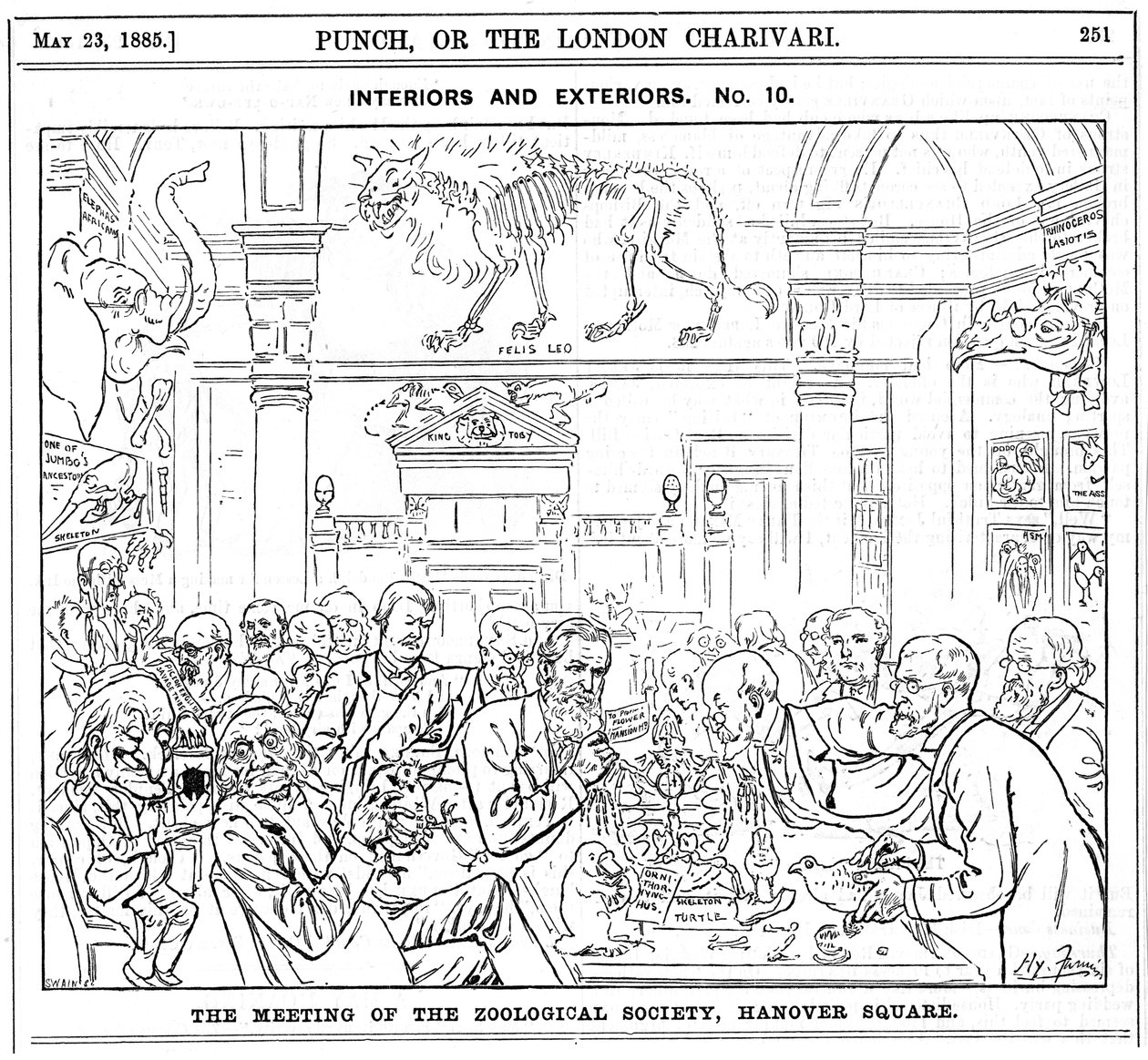 The Meeting of the Royal Zoological Society, Hanover Square, London, 1885 av Harry Furniss