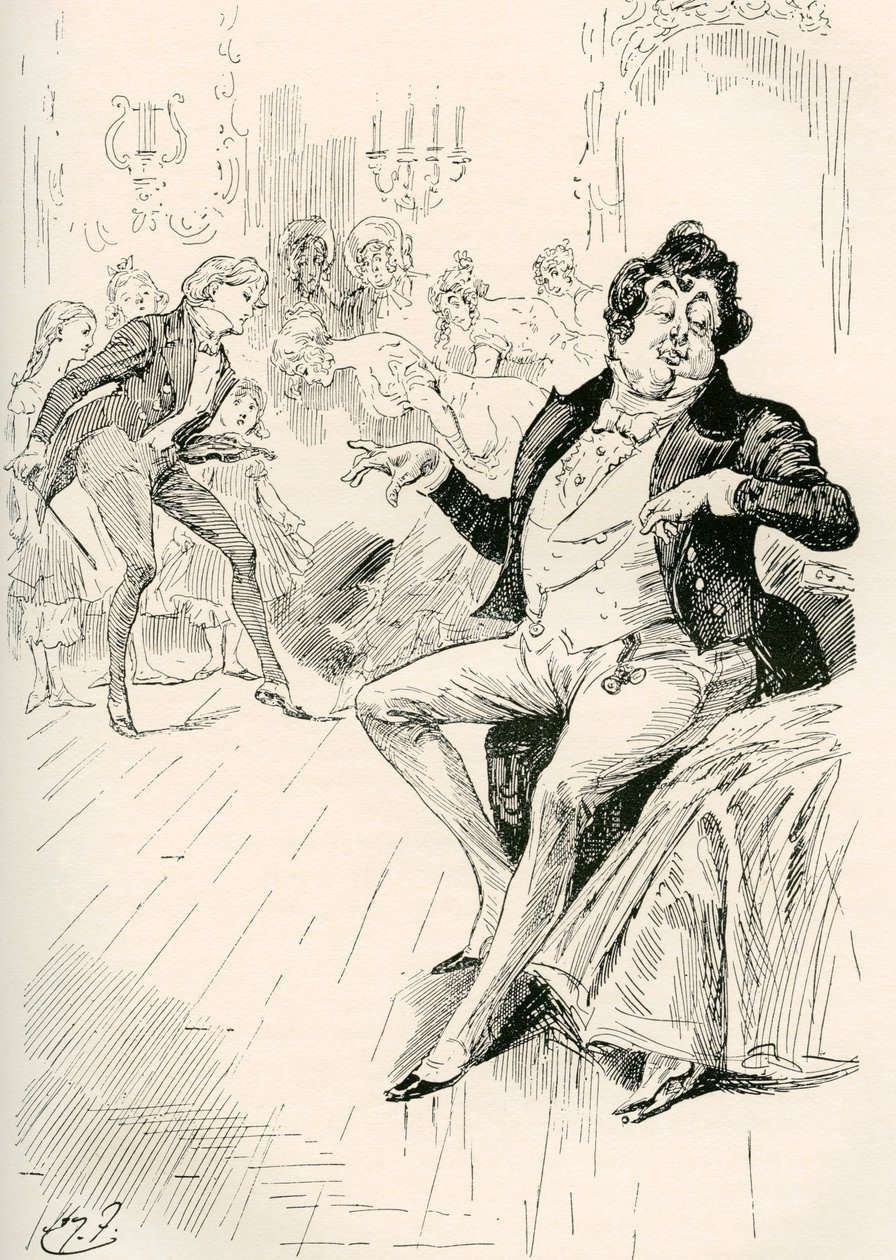Turveydrops, Senior og Junior. Illustrasjon av Harry Furniss for Charles Dickens-romanen Bleak House, fra The Testimonial Edition, utgitt 1910. av Harry Furniss