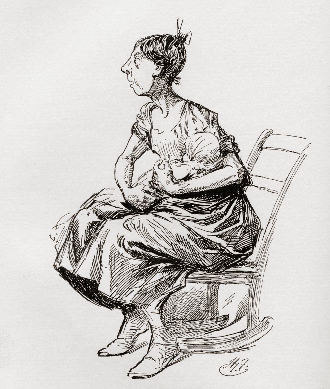 Tilly Slowboy. Illustrasjon av Harry Furniss for novellen The Cricket on the Hearth fra The Christmas Books av Charles Dickens, utgitt i The Testimonial Edition av 1910. av Harry Furniss